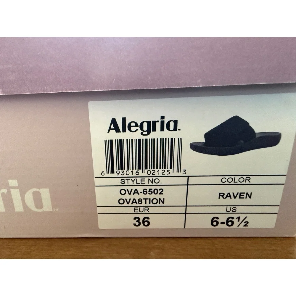 Alegria OVA8TION Raven Black RecoverMe Slide Sandals Women 6-6.5‎ OVA-6502 NEW